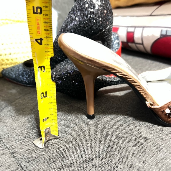 SPLASH Fashion Footwear Slip on Mules 4-inch Heels Brown-tones Sequins and Beads - Picture 13 of 14